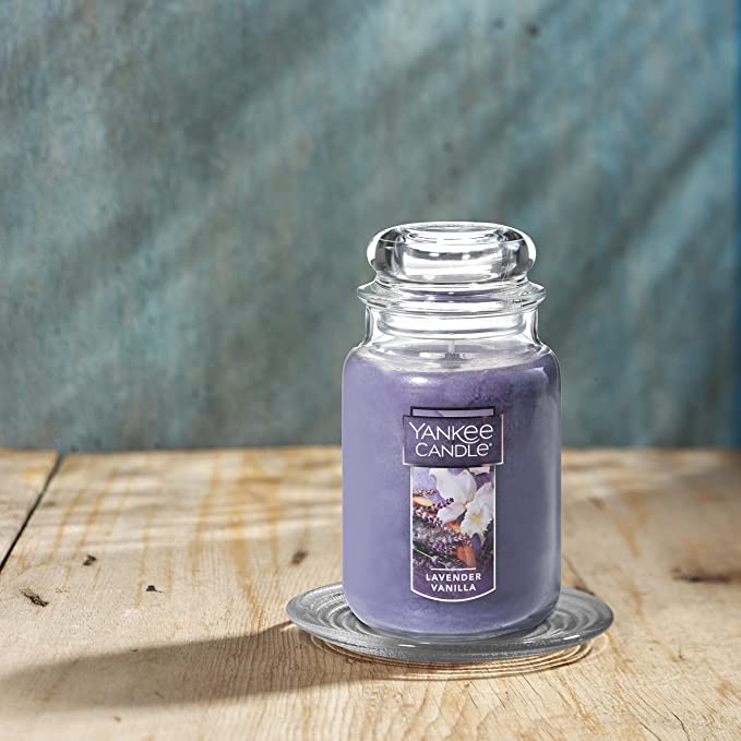 yankee candle lavender vanilla on coaster